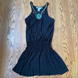 Max Studio Black Sundress with Beaded Neckline